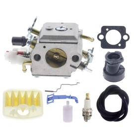 Kurihina Compatible with 346XP Carburetor with Fuel Line, Air Filter, Intake Manifold Kit for Husqvarna 350EPA 353 345 345E 350Chainsaw 503283210 Double Pipe Carburetor
