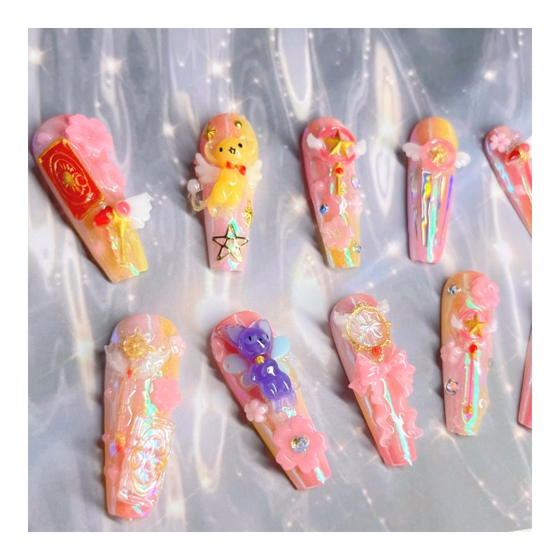 [Handmade Nail Tips] Magical Girl Series 2: Cherry Blossom Wizard