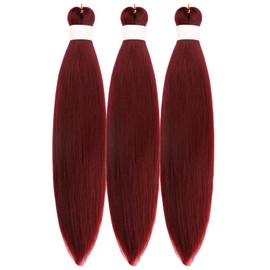 Braiding Hair Pre stretched Dark Red Prestretched Braiding Hair Ez Braid Twist Knotless Synthetic Hypoallergenic Itch Free
