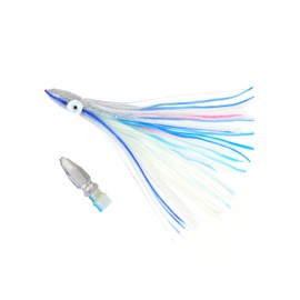 BLUEWING Weighted Trolling Squid Skirts Fishing Saltwater with Lead Head 12 Inch Double Skirted Octopus Lures, 10oz