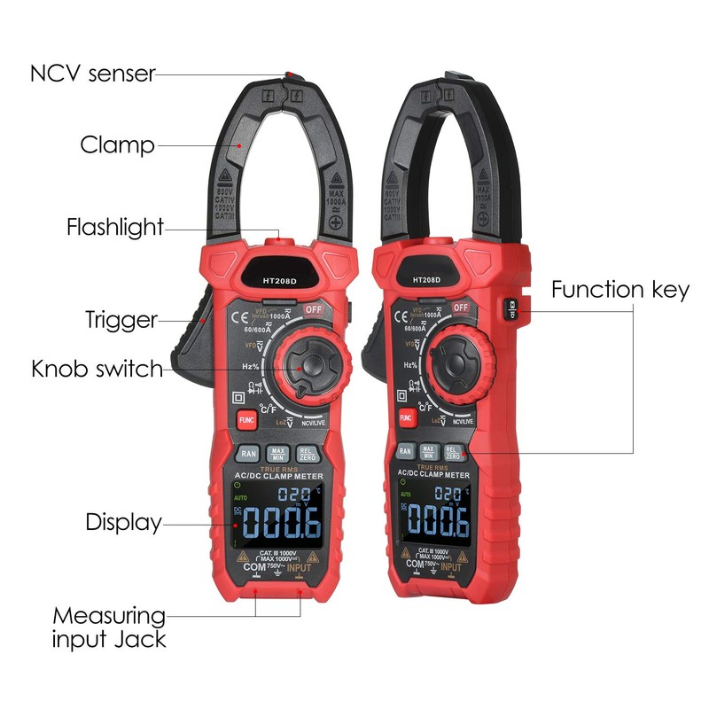 Intendvision Inrush Clamp Meter 1000A True RMS AC/DC Current Amp