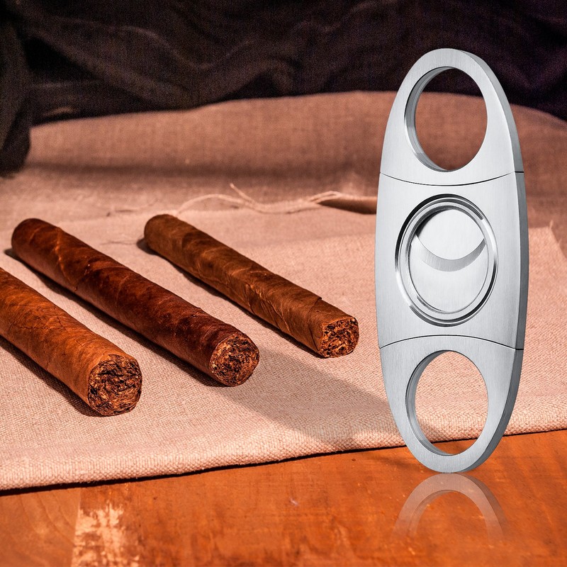 Cigar Cutter Guillotine, Stainless Steel Double Blade Cigar Clippers, 3