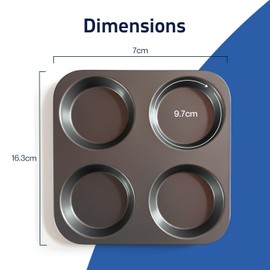 Besto Yorkshire Pudding Tray (4 Cups) | Yorkshire Pudding Tins for Cup Cakes, Muffins, Pies & More | Non-Stick, Easy to Clean, BPA-Free & Oven Safe