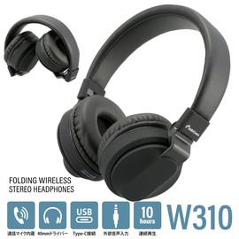 Ohm Electric AudioComm HP-W310N-K 03-2886 Wireless Headphones Bluetooth Wireless Microphone Smartphone Call Answering Incoming Call Black Foldable