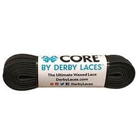 Derby Laces CORE Narrow 6mm Waxed Lace for Figure Skates, Roller Skates, Boots, and Regular Shoes (Black, 72 Inch / 183 cm)