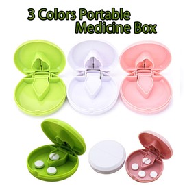 1Pcs Pill Tablet Cutter, Pill Splitter Pill Crusher for Small or Large Pills, Portable Medication Vitamin Organizer Box (Green)
