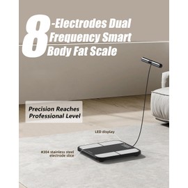 Gdncbm Scale for Body Weight - 8 Electrodes High Precision Digital Scale for BMI - 46 Body Composition Metrics - Bluetooth Bathroom Scale with LED for Home/Fitness