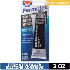 Permatex 81158 Black Silicone Adhesive Sealant, 3 oz. Tube, Pack of 1