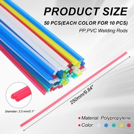 YELARXI Plastic Welding Rods, 9.8 Inch PP,PVC Welder Rod High-Strength Waterproof Fit for Repairing Plastic Bumper Kayaks Car Bumpers Motorcycle Tanks DIY Crafts - (1 Pack, 5 Colors)