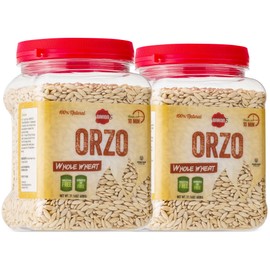 Baron’s Whole Wheat Orzo Pasta | 100% Natural Israeli Rice-Shaped Orzo for Soups, Casseroles & Salads | Cooks in 10 Minutes! | Kosher | 2 Pack 21.16oz Jars