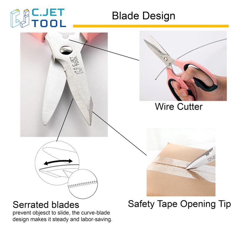 C.Jet Tool Kitchen Shears Disassemble Blade Washing Multi-functional Kitchen Scissors