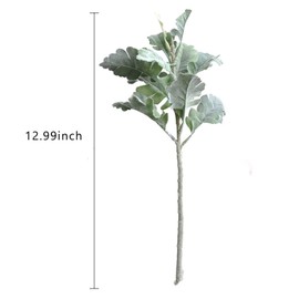 10Pcs Artificial Dusty Miller Bush Greenery Faux Green Dusty Miller Plants Fake Flocked Lambs Ear Leaf Stems Faux Lambs Ear Bouquet for Floral Arrangement Home Wedding Decoration