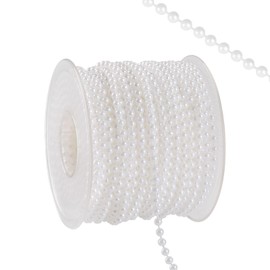 AdasBridal Approx 22 Yards White Pearl Spool Rope,Lmitation Pearl Beads Garland String Wedding Party Christmas Tree Decoration DIY Crafts