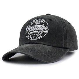 50th Birthday Gifts for Women Men, Vintage 1975 Limited Edition Hat, 50 Years Old Gifts for Son Dad Mom Wife, 50th Birthday Decorations Baseball Cap Black