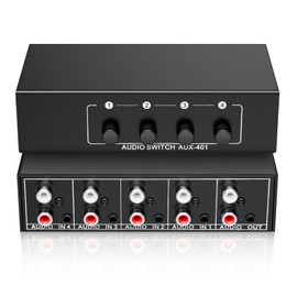 3.5mm Aux + RCA L/R Audio Switch Box 4 in 1 Out Bidirectional, BolAAzuL Stereo Audio Switcher Selector 4X1 Passive a/b Analog Audio Selector No Power Need