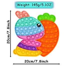 PETBSNVB Bunny Carrot Pop Bubble Fidget Sensory Toys,Puzzle Popper Toy Pack,Great Gifts for Kids Boys and Girls 3 4 5 6 7 8 9 Year Old Birthday Party,Christmas,Stocking Easter Basket Stuffers(Rainbow)