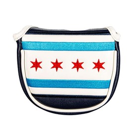 CMC Design Golf Mallet Head Cover - Custom Chicago Embroidered Golf Driver - Premium Faux Leather, Beautiful Design Elements & Soft Protective Lining – Great Fit for Any Mallet & Golfer