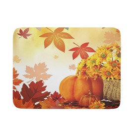 Sunflower Pumpkin Fall Drying Mat for Kitchen Counter 18x24 Inch Thanksgiving Dish Drying Mat Microfiber Maple Leaves Autumn Drying Mat Drainer Rack Mats Fast Dry Bottles Dish Dry Pad Protector