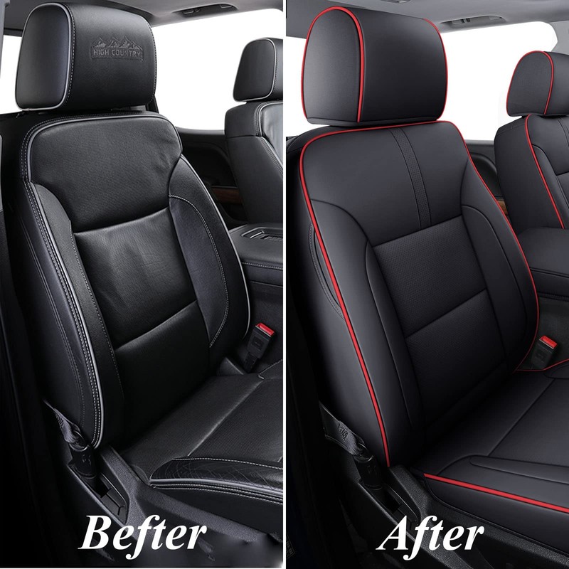 Coverado Chevy Silverado Seat Covers, Faux Leather Seat Covers Fit