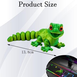 3D Printed Lizard, 13.8cm Yellow-Green 3D Printed Gecko, Flexible Articulated Design for Stress Relief, Home and Office Decor, Unique Gift Perfect for Giving to Friends