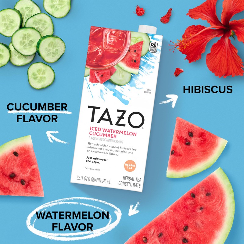 TAZO Tea Concentrate, (Iced Passion Herbal Tea, Watermelon Cucumber Refersher)