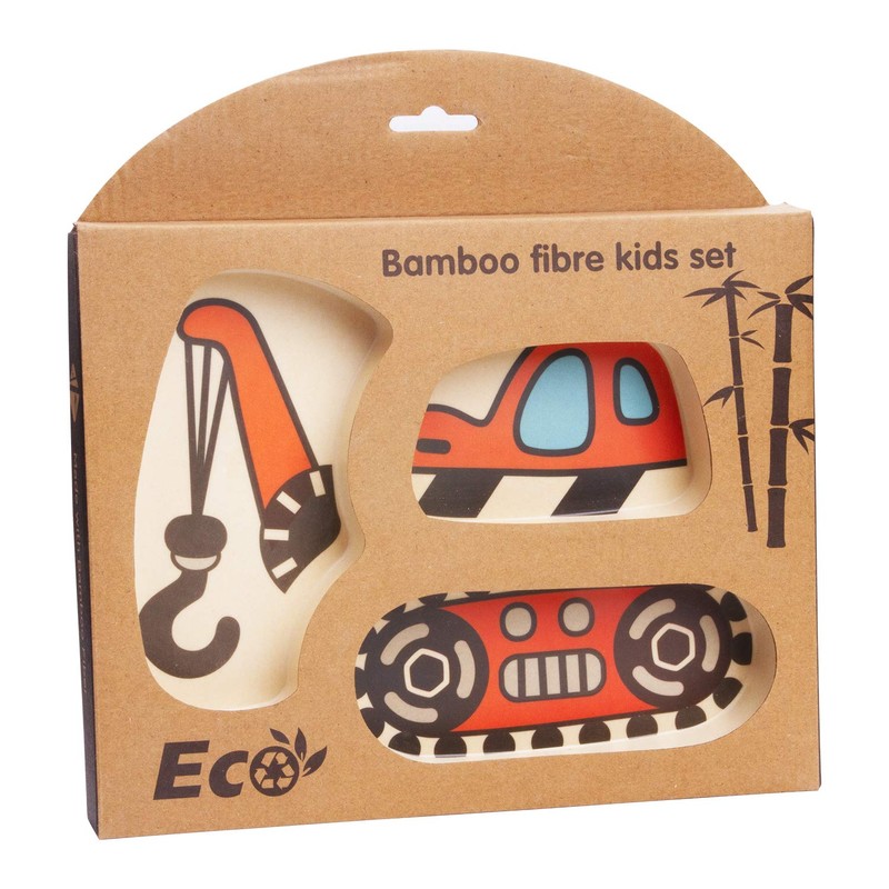 Kid Plate Set Bamboo Toddler Plates Dinnerware Dinner Dish Set
