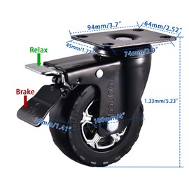 4 Inch Caster Wheels Set of 4 Heavy Duty Natural Elastic Rubber Wheels with Locking 2200Lbs Load Capacity, Silent Swivel 360° Rotation. Ideal for Industrial Carts, Trolleys, Workbenches, and Casters