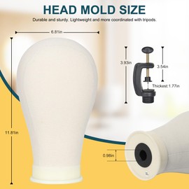 Retbtnm Wig Stand with Head 50 Inches, Wig Head Stand with 22 Inches Mannequin Head, Height Adjustable Metal Tripod Wig Stand, Manikin Head Set for Wigs Display Making Hair Weave and Styling