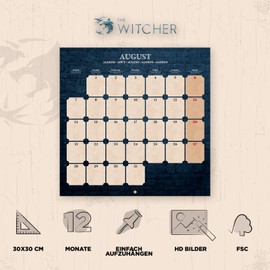Grupo Erik Wandkalender 2023, The Witcher Jahreskalender 2023, Wandkalender mit Geschenk Poster, Kalender zum Aufhängen, offizielle Lizenz, FSC zertifiziert