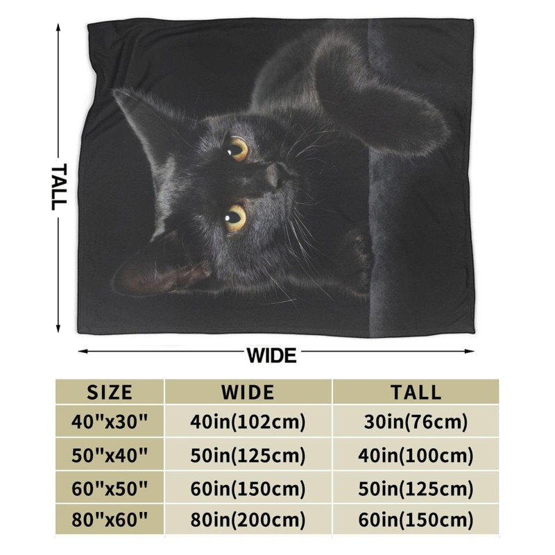 Black Cat Flannel Throw Blanket Lightweight Soft Warm Bed Throws