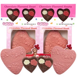 Milk and White Chocolate Flavored Hearts, Anniversary Candy Gifts, Individually Boxed, 6 Total Pieces (Pack of 4)
