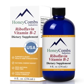 HoneyCombs Vitamin B2 Riboflavin Supplement Liquid Drops - High Potency Vitamin B2 for Men & Women - Maintain Healthy Digestion, Nervous System, Hair, Skin, Nails - Vegan Liquid Vitamins (8 Fl oz)