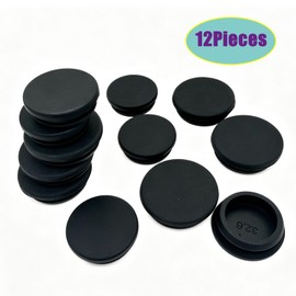 12Pcs 38.6mm(1-1/2") & 32mm(1-1/4") Silicone Rubber Plugs, Snap-in Locking Hole Plugs for Round Holes, Flush Type Tube End Caps Waterproof Sealing Stoppers for Pipes Fences and Furniture (Black)