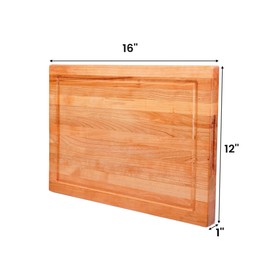 CONSDAN Wood Cutting Board for Kitchen, USA Grown Hardwood, 16 x 12, Solid Cherry Wood with Invisible Inner Handle, Prefinished with Food-Grade Oil, Suitable for Kitchen Edge Grain, 1" Thick