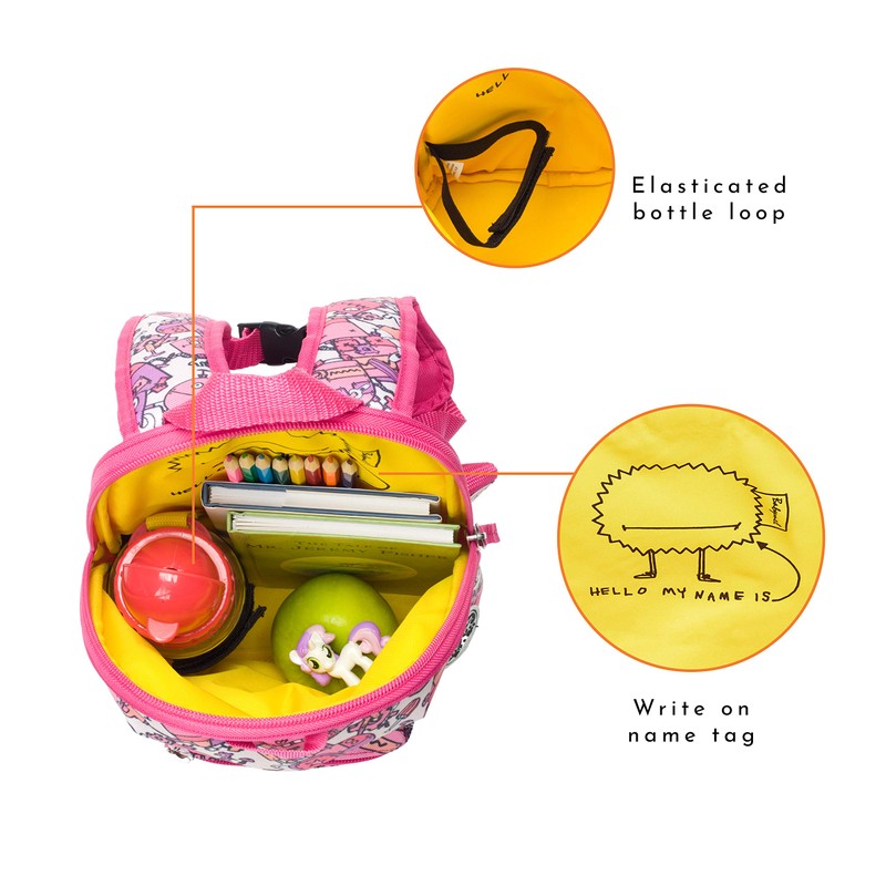 Pink Robots Toddler Kids Children Mini Backpack Rucksack With Reins