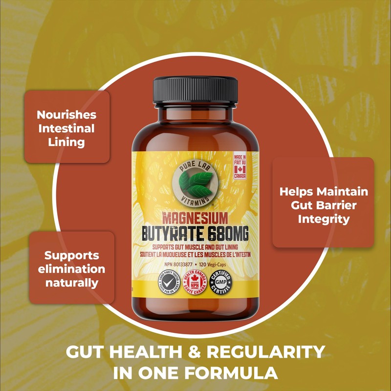 Pure Lab Vitamins Magnesium Butyrate 680mg 120 Vegi-caps - Supports