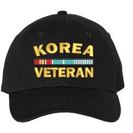 ARMYU Black Korea Veteran Ribbon Adjustable Low Profile Army War Vet Military Baseball Hat Cap