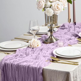 Lilac Purple Cheesecloth Table Runner Boho10ft Gauze Cheese Cloth Table Runner for Baby Shower Decoration Wedding Bridal Shower Easter Summer Table Runner