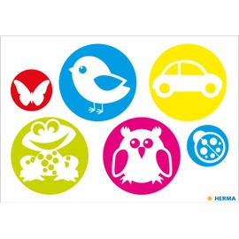 Herma Reflective Stickers, Permanent Hold, 5 Fluorescent Stickers per Pack Circles Motif