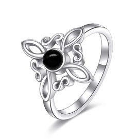 Witches Knot Rings Sterling Silver Witch's Magical Knot Rings Black Onyx Pagan Jewelry Celtic Cross Jewelry for Women (10)