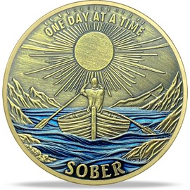 15 Year Sobriety Coin Gifts | Sun and Boat Butterfly AA Coin - HA AA Chip Medallion with Serenity Prayer | Narcotics Alcoholics Anonymous Gifts for Anniversary Year for Men & Women in Recovery
