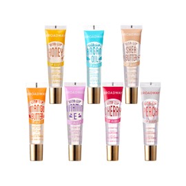 Ruby Kisses Broadway Vita-Lip Clear Lip Gloss Moisturizing Hydrating Nourishing Long Lasting High Shine Gloss (Honey, Argan Oil, Shea Butter, Mango Butter, Vitamin E, Cherry, Peach)