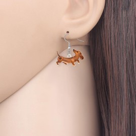 Acrylic Dangle Dachshund Dog Earrings Funny Design Lovely Gift For Girl Women By The Bonsny (Yam)