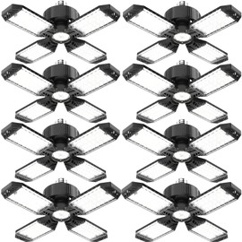 Garage Light - 8PACK 130W 13000LM Deformable 4+1 Panel LED Garage Light with LED Transformer, E26/27 Base, 6500K Daylight White Garage Lights Ceiling LED for Garage, Factory, Warehouse, Storage Room