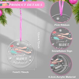18 PCS Christmas Swimming Ornament Round Acrylic Swimmer Snowflake Ornament Christmas Tree Swimming Theme Hanging Decoration Xmas Swimming Gift for Swimmer Teacher Team (Swimmer Style)