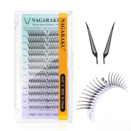 NAGARAKU Flying Spire Shaped Eyelashes Extensions Air Series Premade Volume Lashes 0.07mm C Curl 8mm-15mm Mix Length 240 Clusters Fox/Wet Set/Anime/Manga Styles Lashes
