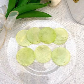 100 Pieces Round Shell Pieces with 2 Holes Polished Round Shell Discs - Capiz Shell Coin Beads - Handmade Decorative Accessories for DIY (Green)