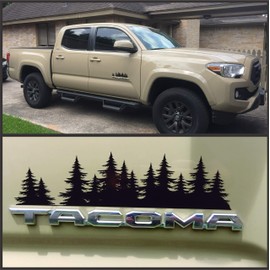 Byzee Pine Trees Decal for Tacoma Doors | Vinyl Tree Forest Sticker Set for Truck Emblems | Vehicle Body Nature Graphics for Overlanding or Camper Van | Badge Overlays Fit 3nd Gen Taco (12.75 inch)