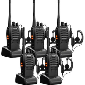 Baofeng Walkie Talkies bf-888s Professional Two-Way Radios Rechargeable Interphone Long Range UHF Communicator for Adults Handheld 5 Pack Walky Talky Set with Earpiece,Li-ion Battery and Charger