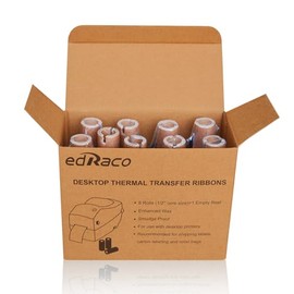 8 Rolls Desktop Thermal Transfer Ribbons -Enhanced Wax, 2.25" x 244'(57mm x 74m), 0.5” Core, for Zebra Desktop Printer